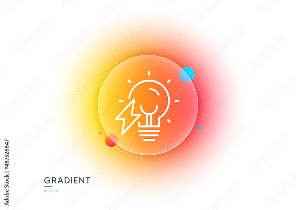 Poster electricity bulb line icon. gradient blur button with glassmorphism. energy type for lamp sign. ligh
