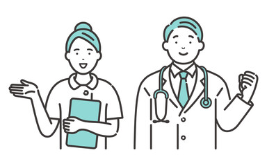 若い男性医師と女性看護師