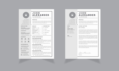 1 Page Resume Template / CV Design Resume Layout Set