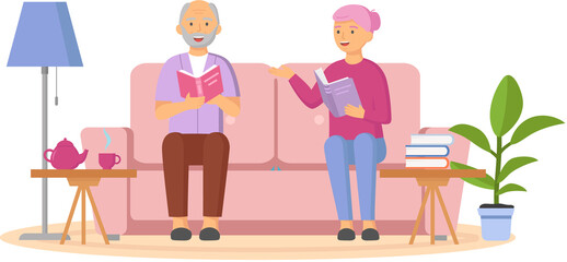 Reading people flat character set with books magazines literature isolated vector illustration. Young male and female readers dressed in trendy clothes relaxing at home with books or textbooks