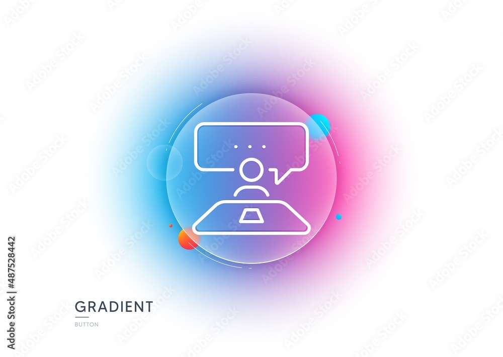Poster interview job line icon. gradient blur button with glassmorphism. business management sign. human re