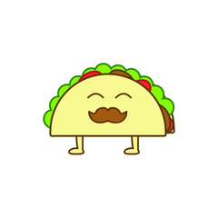 taco cartoon illustration with various expressions