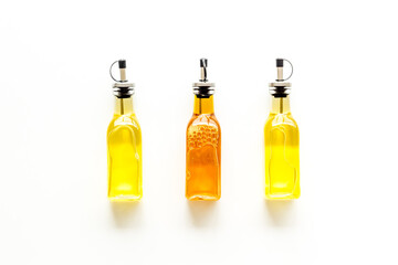 Three types of cooking oil - sunflower olive and sesame oil