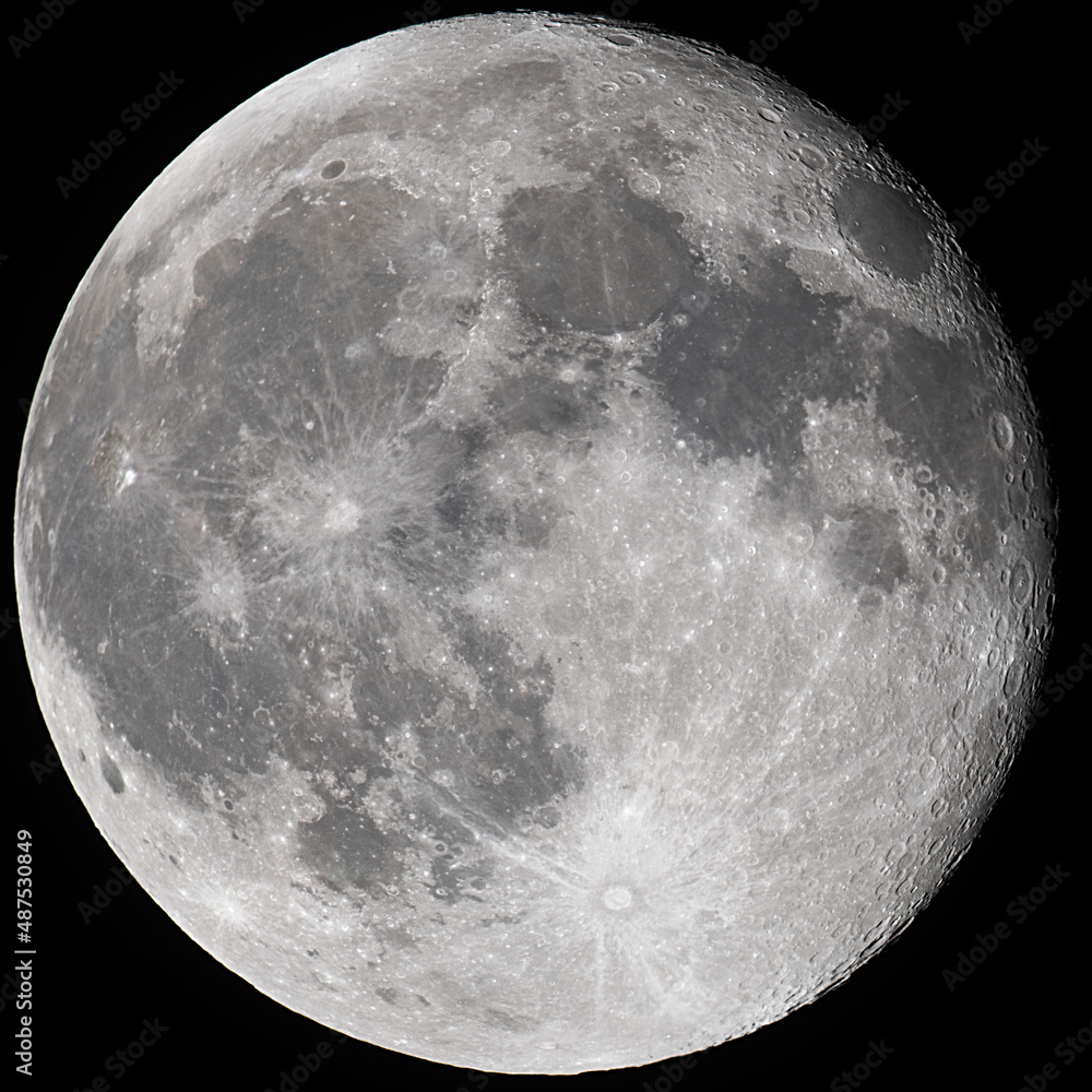 Poster a closeup of a full moon with clearly visible lunar surface