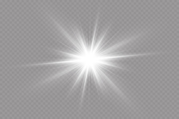 Glow effect. Star on transparent background.Bright sun. Vector illustration.