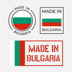 made in Bulgaria icon set, Bulgarian product labels