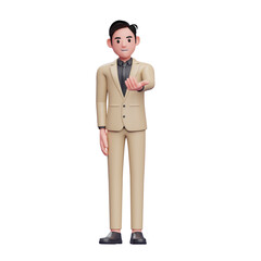 Join Us, Invitation Gesture by Businessman, 3D render businessman character illustration