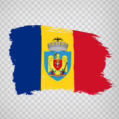 Flag of Bucharest brush strokes. Flag of Bucharest is capital Romania on transparent background for your web site design, app, UI.  EPS10. 