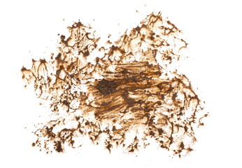 Wet mud, stains texture isolated on white background, top view and clipping path