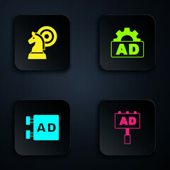 Set Advertising, Chess, and . Black square button. Vector