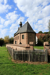 rural landscape with a church in Bokrijk, Genk, Belgium