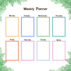 Colorful Weekly Planner Template.