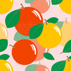 Apples of different varieties and colors. Seamless cute pattern for textile and paper products. Farm garden organic fruits. 