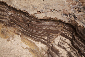 Gran Canaria, textures of the rocks of El Confital beach on the edge of Las Palmas de Gran Canaria