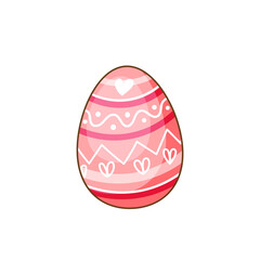 Pink Easter egg with doodle and ornament decoration. Vector isolated illustration for spring, holidays.