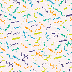 Seamless memphis pattern with geometric elements 