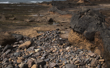Gran Canaria, textures of the rocks of El Confital beach on the edge of Las Palmas de Gran Canaria