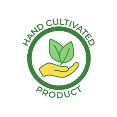 Hand cultivated label icon in color icon, isolated on white background 