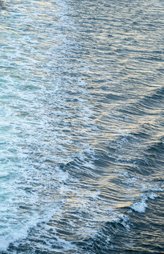 The Wake From A Large Cruise Ship In Motion At Sea.