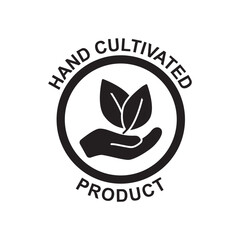 Hand cultivated label icon in black flat glyph, filled style isolated on white background