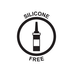 Silicone free label icon in black flat glyph, filled style isolated on white background