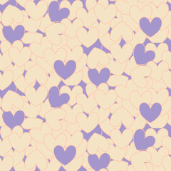 Vector seamless love symbol half-drop pattern, with stylish hearts  