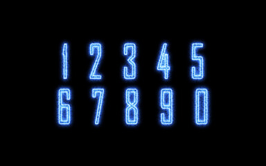 Blue Numbers  with Ghost Smoke Effect. Digits Set For Cinematic tittles and Spooky Project	
