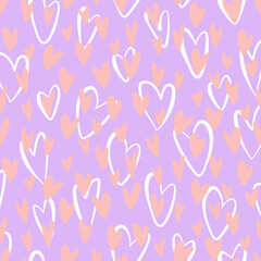 Vector seamless love symbol pattern, with stylish hearts