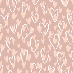 Vector seamless love symbol half-drop pattern, with stylish hearts 