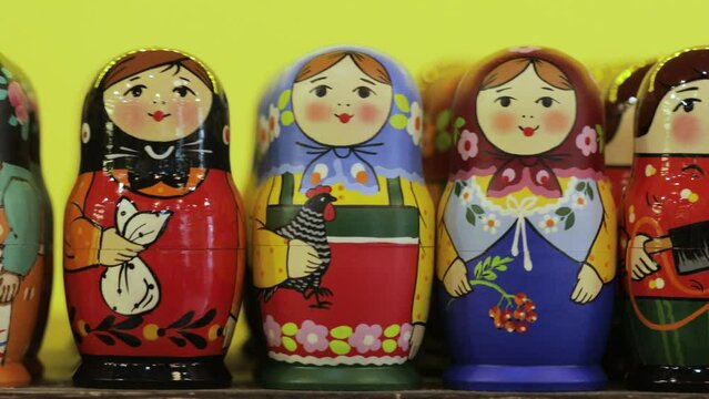 The famous Russian souvenir is a full-length matryoshka doll.