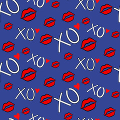 Vector seamless love symbol half-drop pattern, with stylish hearts and xoxo (hugs and kisses) phrase