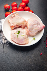 chicken thigh poultry raw meat fresh portion healthy meal food diet snack on the table copy space food background keto or paleo diet