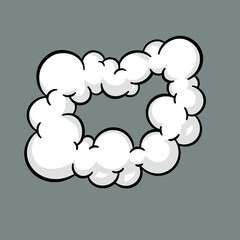 Comic cloud or smoke, cartoon vector motion effects, and explosions
