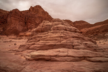 Fototapeta premium View of red desert rocks in Timna natural park in Negev, Eilat, Israel 