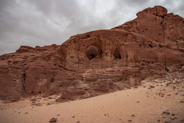 Fototapeta premium View of red desert rocks in Timna natural park in Negev, Eilat, Israel 