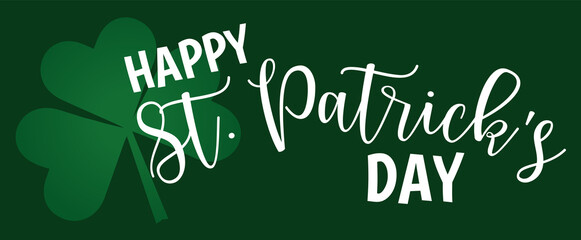 St. Patricks Day banner background with clover leaves. Vector illustration.