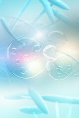 Molecule inside Liquid Bubble. skin care cosmetics, 3d illustration