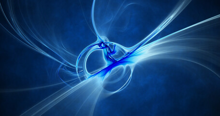 Abstract colorful blue fiery shapes. Digital fractal art. 3d rendering.