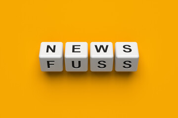 News fuss. White blocks are flipped on a yellow background. Conceptual 3d illustration.