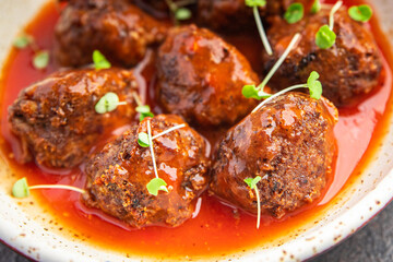 meatballs tomato sauce meat beef veal pork lamb fresh meal food diet snack on the table copy space food background 