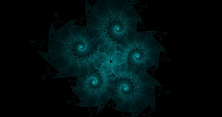 Abstract fantasy swirls of blue fractal shapes. Fantastic fractal background. Digital fractal art. 3d rendering.