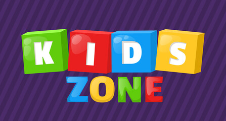 Kids zone entertainment childish banner label sticker badge