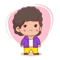 Cute cartoon character of cute brown girl Hand drawn style flat character isolated background