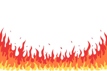 Fire flame isolated on white background. Сartoon bonfire. Flat style, vector illustration. 