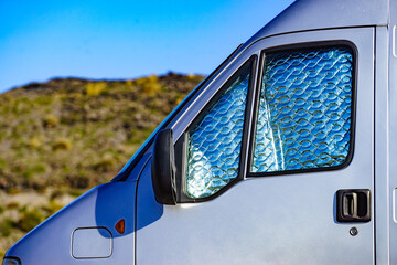 Campervan with thermal screen blind