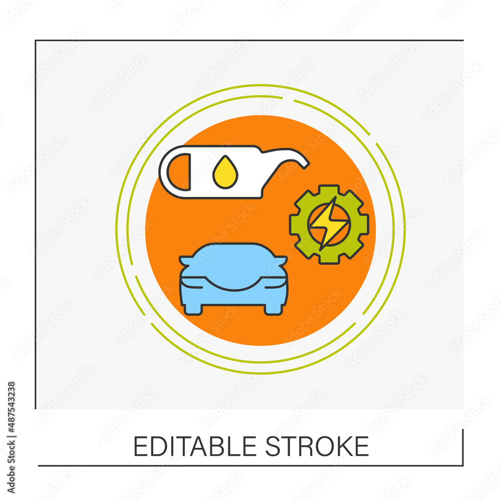 Poster oil change concept line icon. removing used oil in your engine and replacing it with clean. car serv