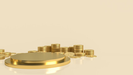 The gold podium and coins for presentation  3d rendering