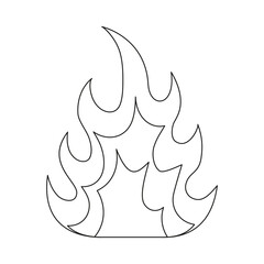 Fire line symbol. Fire flame outline shape. Warning linear sign. Vector isolated on white background.