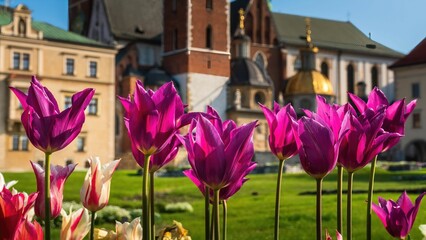 Wiosenne kwiaty tulipany w porannym słońcu © Michal45
