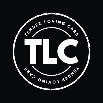 TLC - Tender Loving Care acronym text stamp, concept background